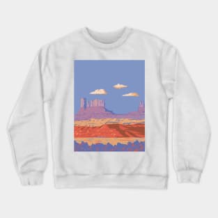 Monument Valley Navajo Tribal Park in Utah and Arizona USA WPA Art Poster Crewneck Sweatshirt